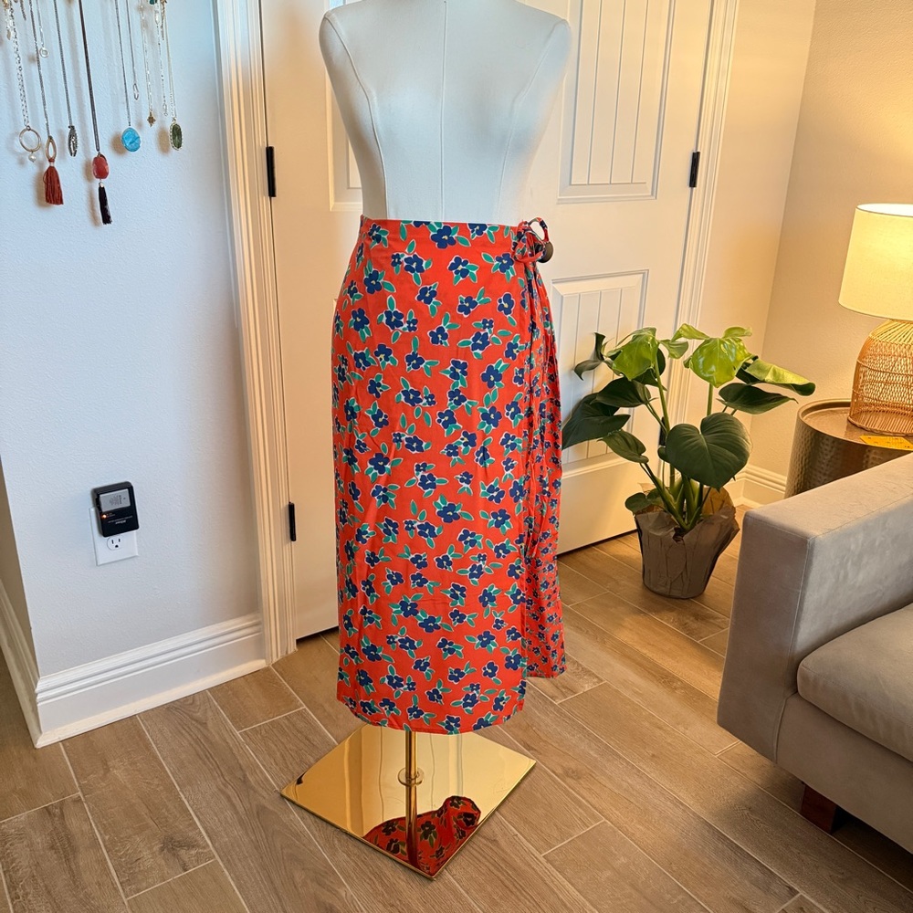 ASOS Floral Wrap Midi Skirt